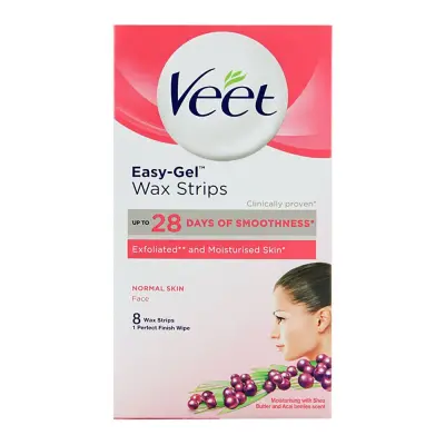 VEET FACE WAX STRIP NORMAL 8S